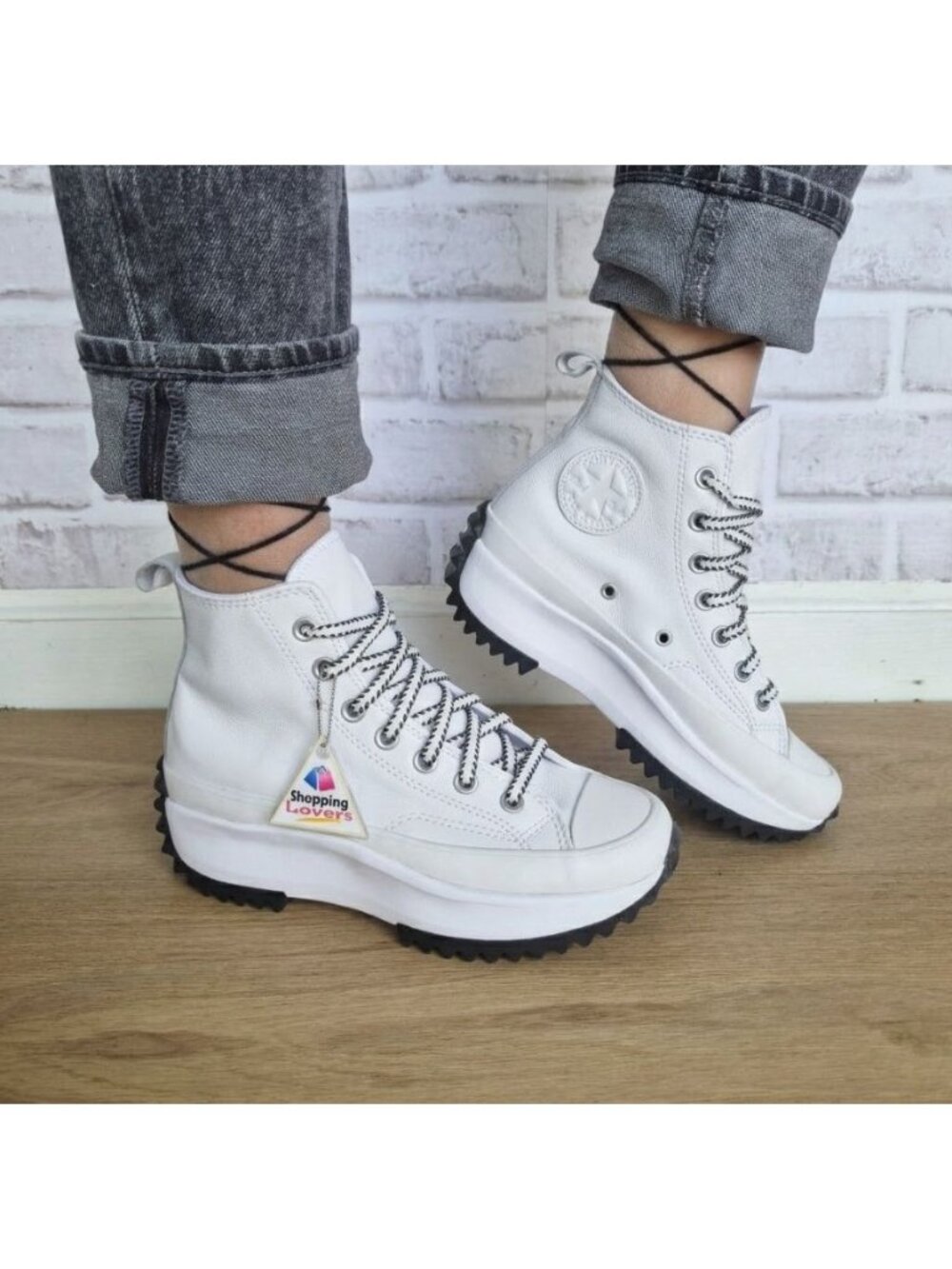 ⭐Converse Run Star Hike Platform Leather Hi 6 Womens Shoes White Sneaker A04222C